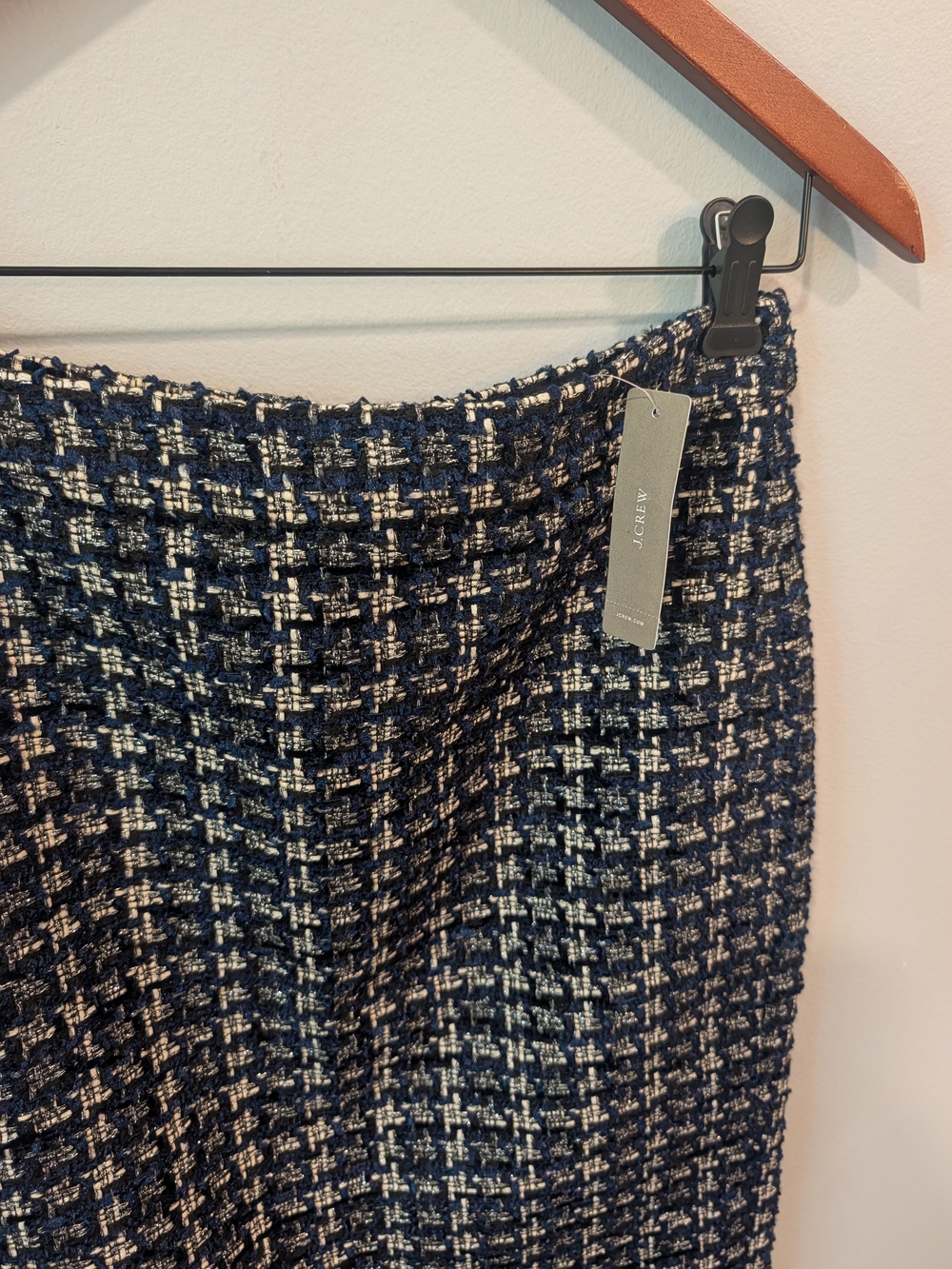 J. Crew Navy and White Tweed Blazer And Pencil Skirt Set Sz 4 - Picture 13 of 16